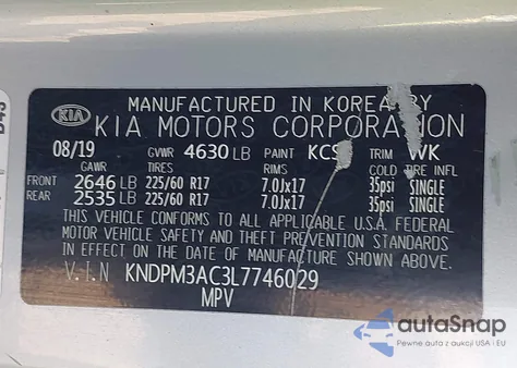 2020 Kia Sportage Lx from USA, damaged, VIN KNDPM3AC3L7746029